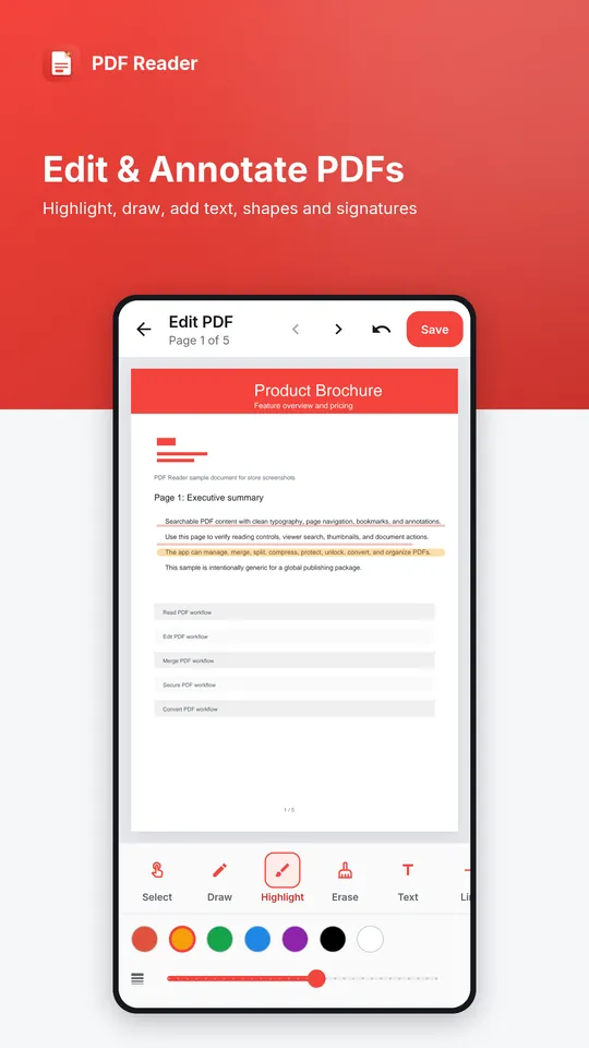 The PDF editor with the annotation toolbar