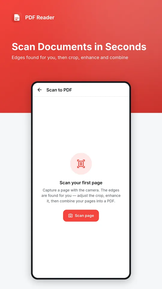 Scan to PDF camera view with the page edges detected